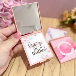 Espelho de bolsa personalizado Dia da Mulher - Kit 15 unidades
